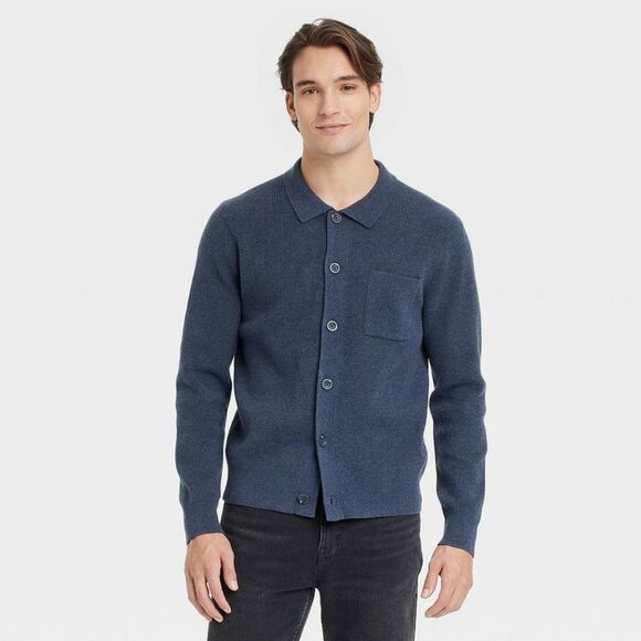 Goodfellow & Co - Men's Collared Cardigan - Goodfellow & Co Cornelia Blue - Picture 1 of 3